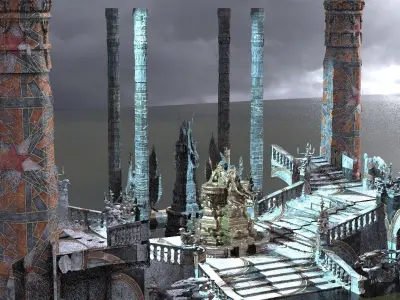 Exterior Temple platforms Cult  3D model