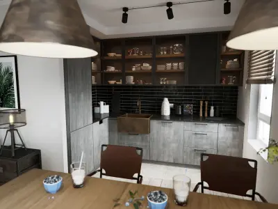 Loft interior scene 3D model
