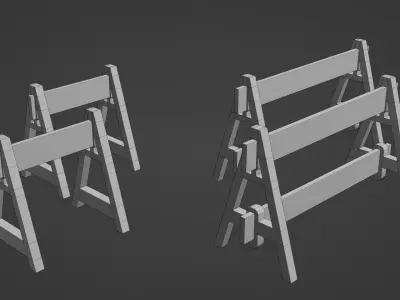 Traffic Barrier Pack Low-poly 3D model