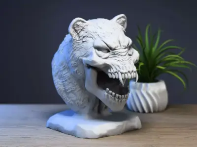 Lion scream skull head Cyborg lion skullhead  3D print model