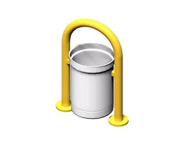 Yellow open cage type trash can Low-poly 3D model