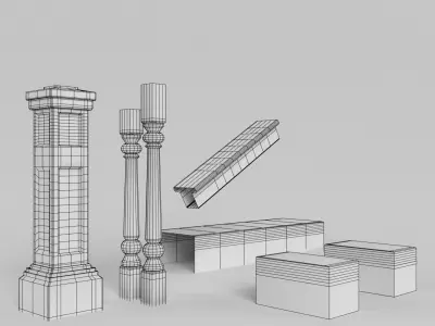 Stair Railing Package Low-poly 3D model