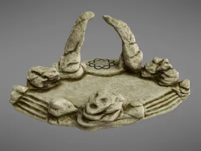 Shrine statue of rock garden Low-poly 3D model