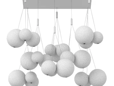 Pendant Light Crystal Cascade Gold 3D model