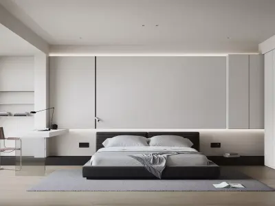 Minimalist Style Bedroom 3D Model 3D model