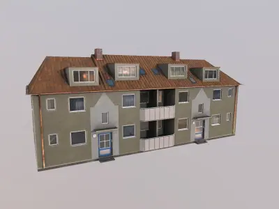 Low-Poly Background Buildings Pack Low-poly 3D model