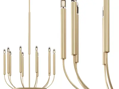 RH Quenouilles Round Chandelier brass by Lalume 3D model