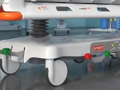  Hospital Stretcher with a Patient and a Doctor Rigged 
