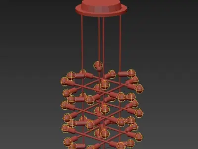 Set of Large Brass Chandeliers with Forty Bulbs 3D model