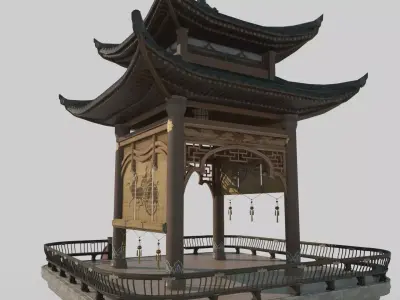 Ancient Asian Pavilion Architecture 3D model