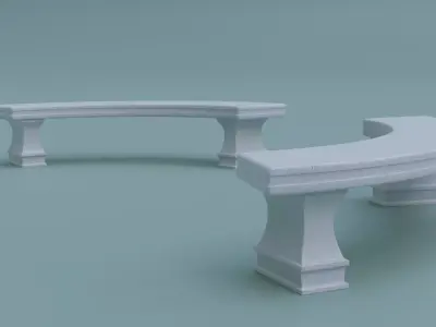 Garden Park marble bench  3D model