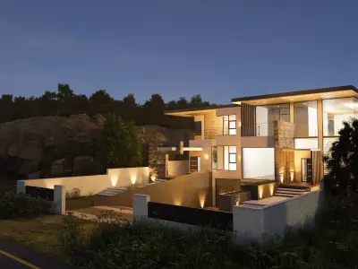 WIde View Modern House 3D model