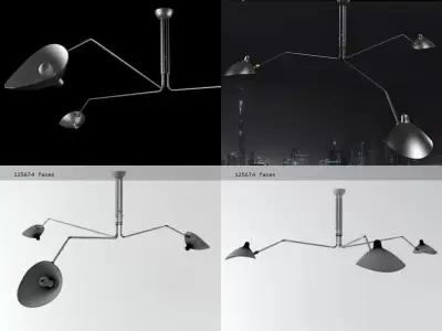 Three Arm Lamp 3D model