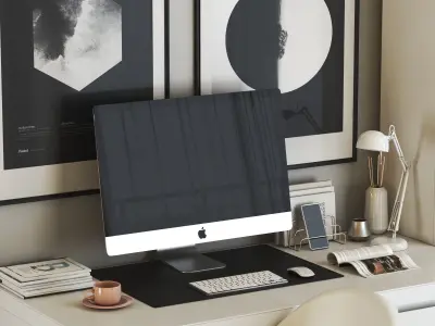 MALM workplace with LOBERGET chair and BILLY OXBERG  3D model