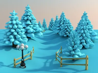 Snowy Outdoor Scene 3D model