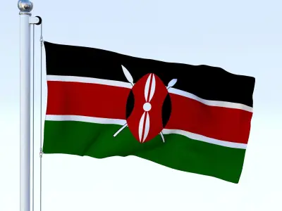 Animated Kenya Flag Low-poly 3D model