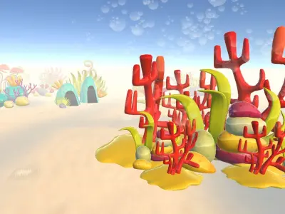 Cartoon Seaweed Pack Low-poly 3D model