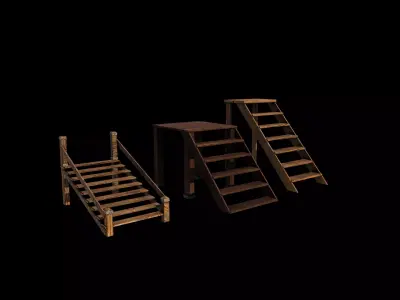 wooden Step Ladder 3D model
