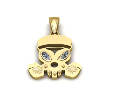 Gold Alien Skull Pendant 3D Printable Model 3D print model