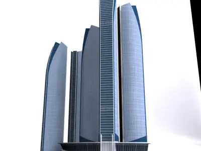 Etihad tower low poly 3d model 3D model