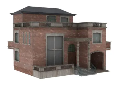 Detailed Realistic 4K Old House Include interior Texture Low-poly 3D model