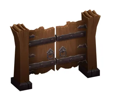 Cartoon bottom model hand drawn game door Low-poly 3D model