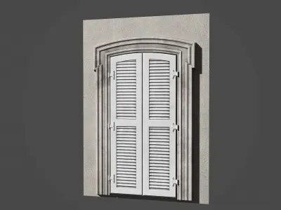 Modular french window Low-poly 3D model