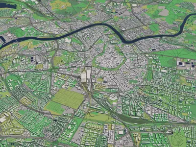 Krakow Poland 30x30km 3D City Map 3D model