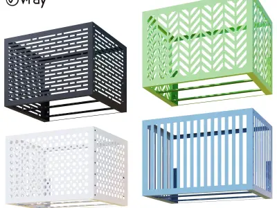 Baskets for air conditioning on the facade 2 3D model