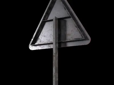 Side road right Roadsign Low-poly 3D model