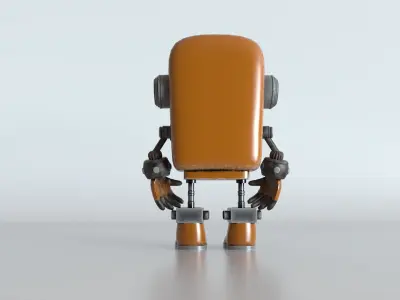 Retro Phoned Head Cute Robot Low-poly 3D model