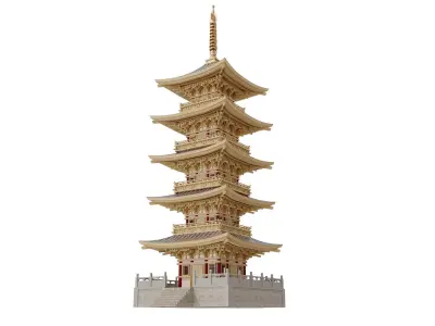 Japanese Pagoda Tower 3D model