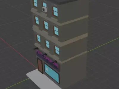 Low Poly Grocery Store Building Game Ready Low-poly 3D model