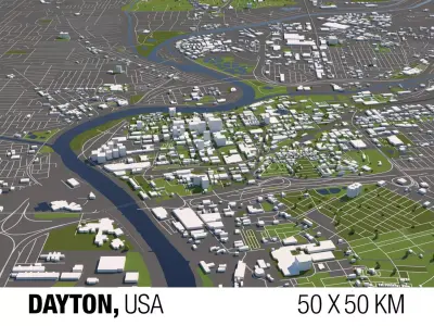 Dayton USA 50x50km City Map 3D model