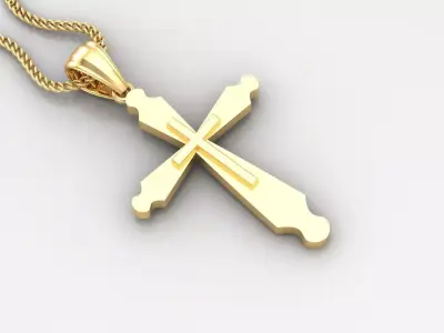 Light Gold 18K Cross Pendant 2CP028 3D print model