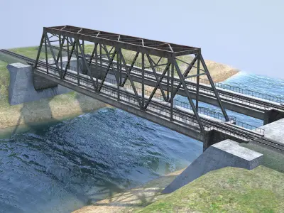RW Bridge Vologda-II Low-poly 3D model