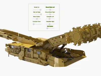  Mechanized Coal Cutting Machine with Conveyor Yellow Rigged 