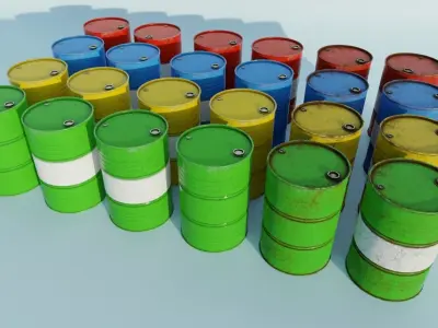 Barrel PBR Game-ready oil barrels Low-poly 3D model