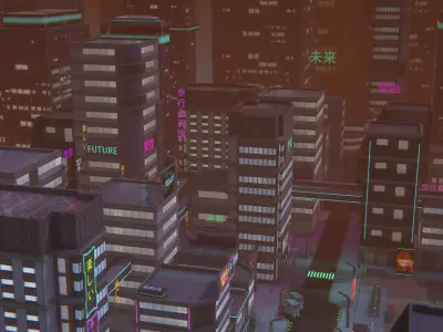 Future mobile city Low-poly 3D model