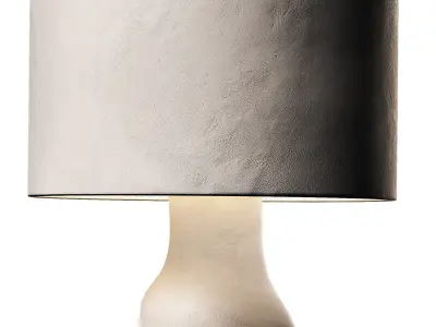 Contemporary Papier Mache Floor Lamp minimal white 3D model