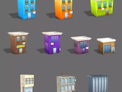Cartoon Lowpoly Builds Low-poly 3D model