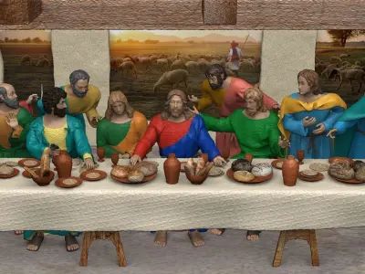 Last Supper 3D 360 degree splitted plus floor 3D print model