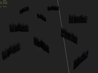 Game Pointed wood - fence 01 3D model
