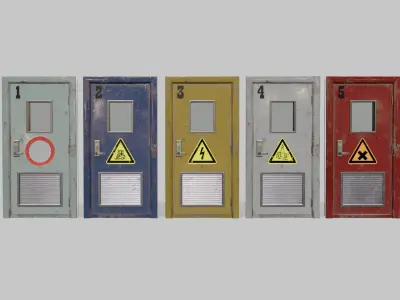 Laboratory door big pack Low-poly 3D model