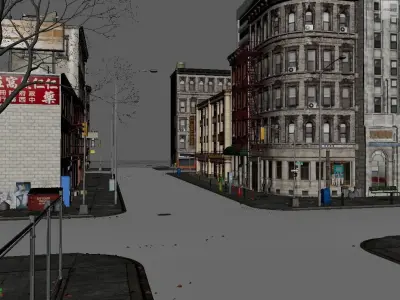 US Low Poly Game and Animation Ready City 3D model Low-poly 3D model