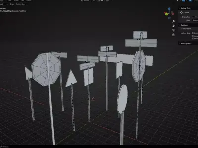Pack 10 Traffic Signs  No Textures version Free low-poly 3D model