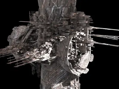 Mega Sci-Fi city Prison ship Kitbash  3D model