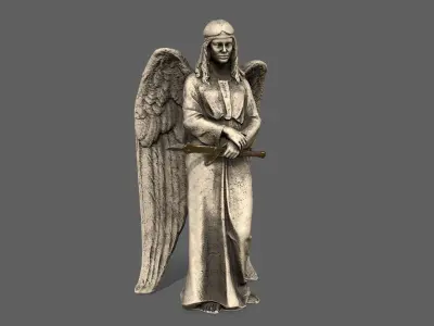 Angel holding gun Low-poly 3D model