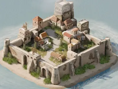 Medieval  Fortress Environment  Modular Game Ready 3D Asset Low-poly 3D model