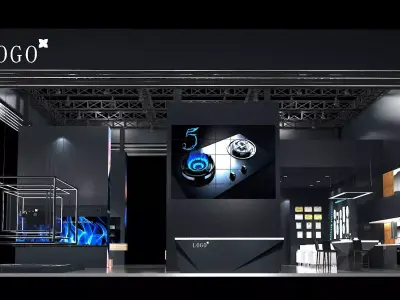 Modern Black Tech Exhibition Booth Design 3D model